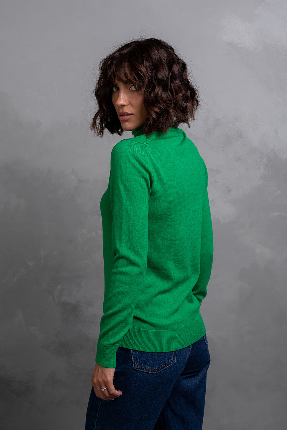 100% Wool Turtleneck Sweater, Green