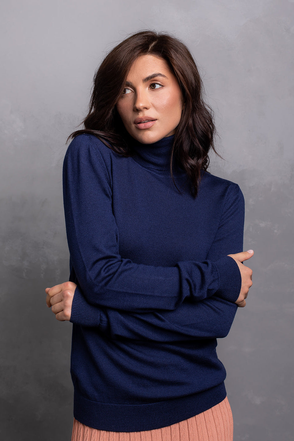 100% Wool Turtleneck Sweater, Midnight Navy