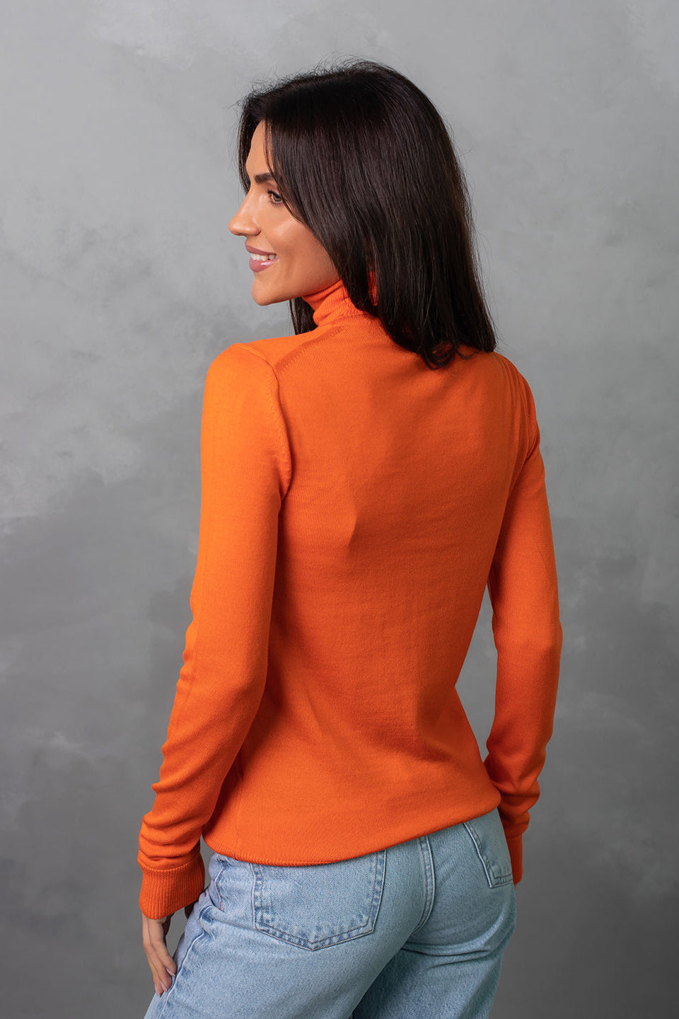 100% Wool Turtleneck Sweater, Orange