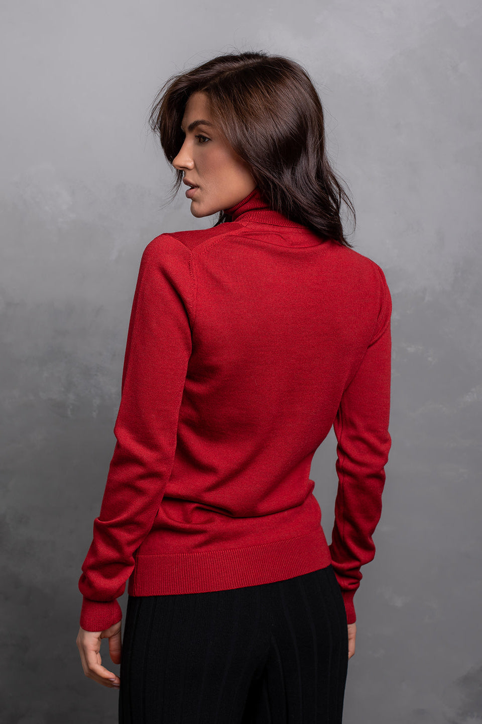 100% Wool Turtleneck Sweater, Red