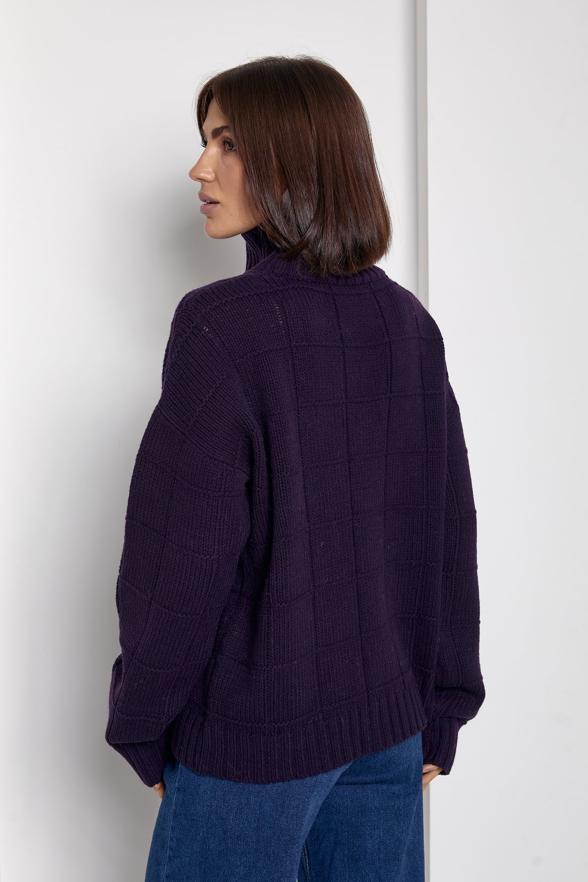 Oversized Merino Wool Sweater, Aubergine