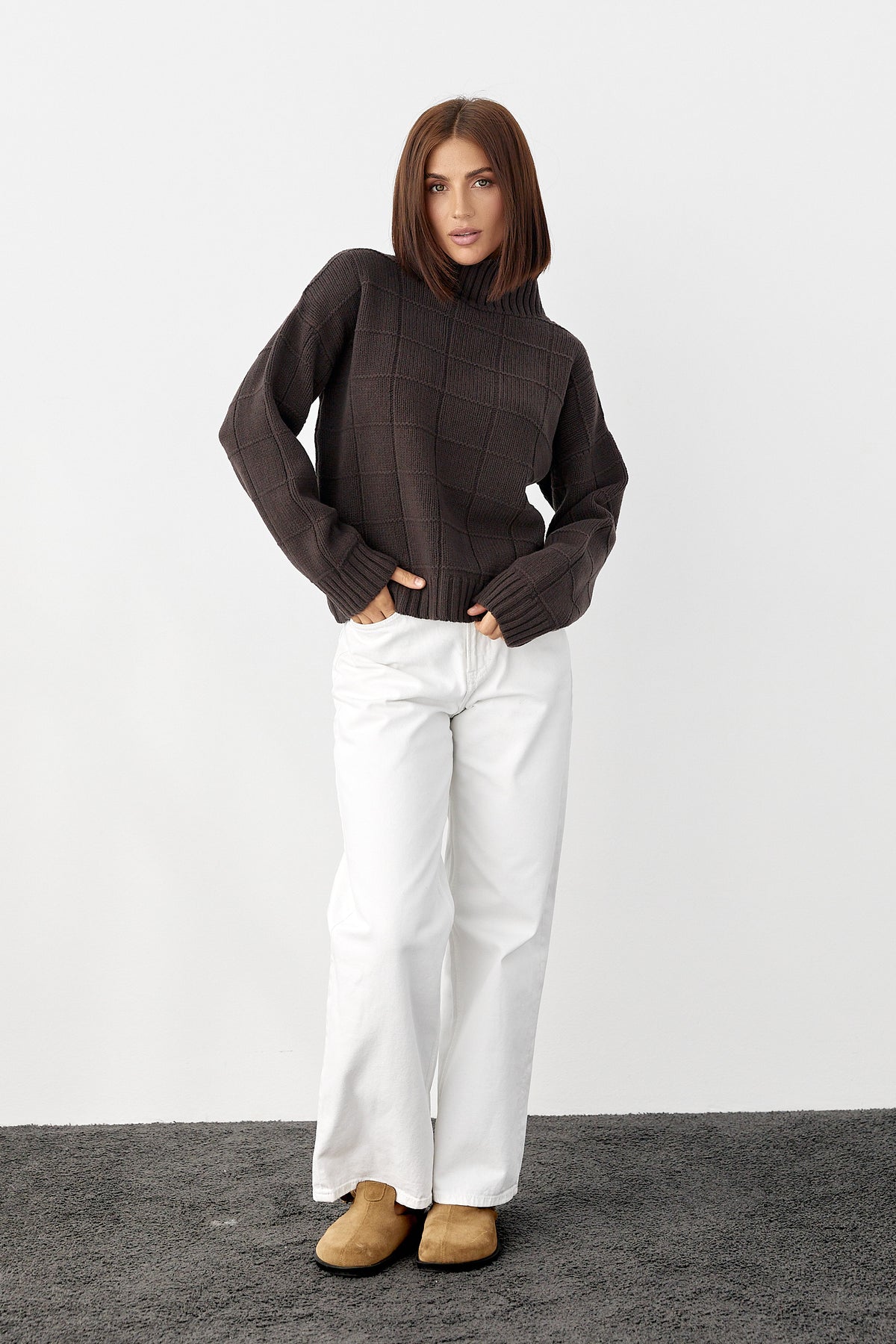 Oversized Merino Wool Sweater, Chocolate