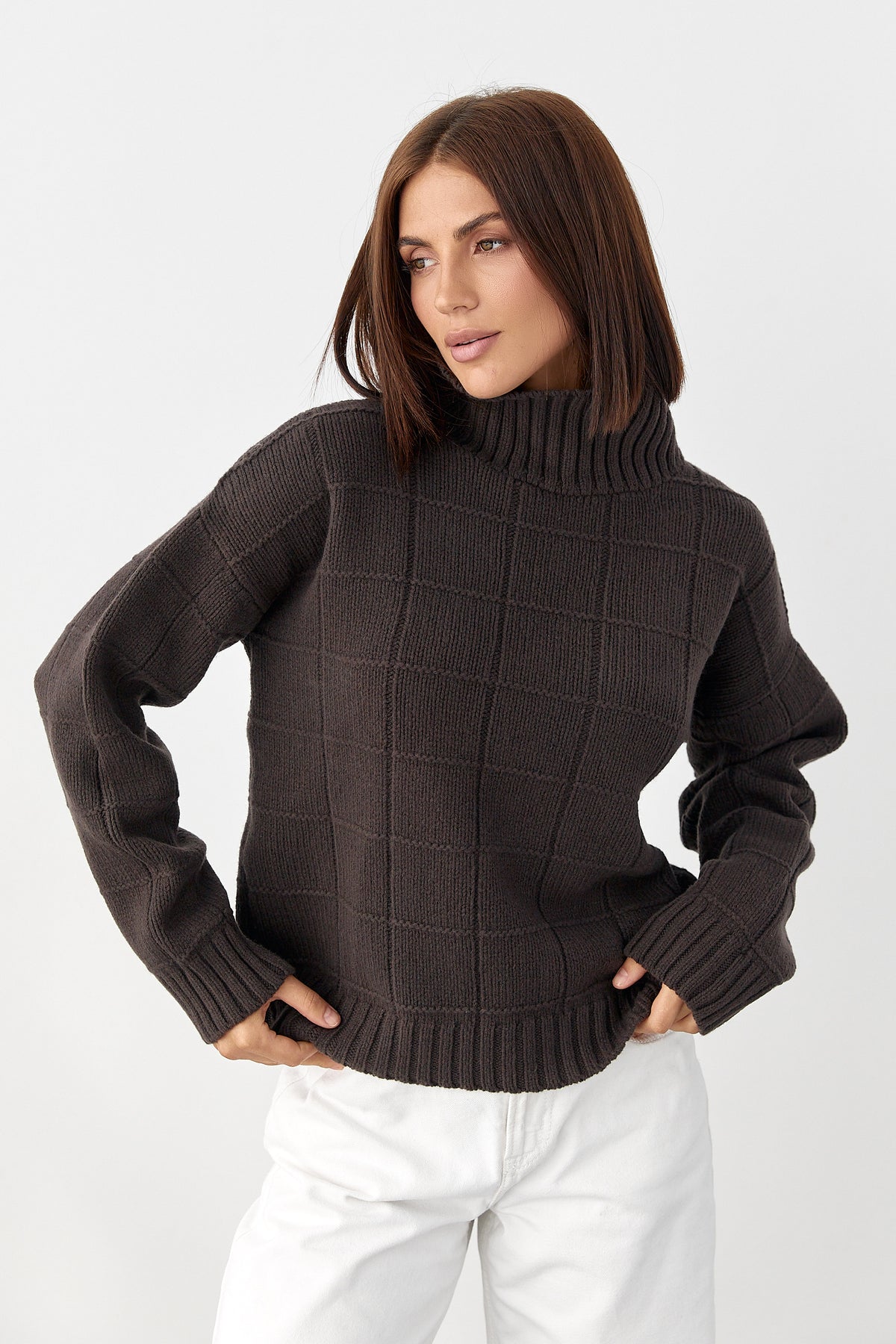 Oversized Merino Wool Sweater, Chocolate