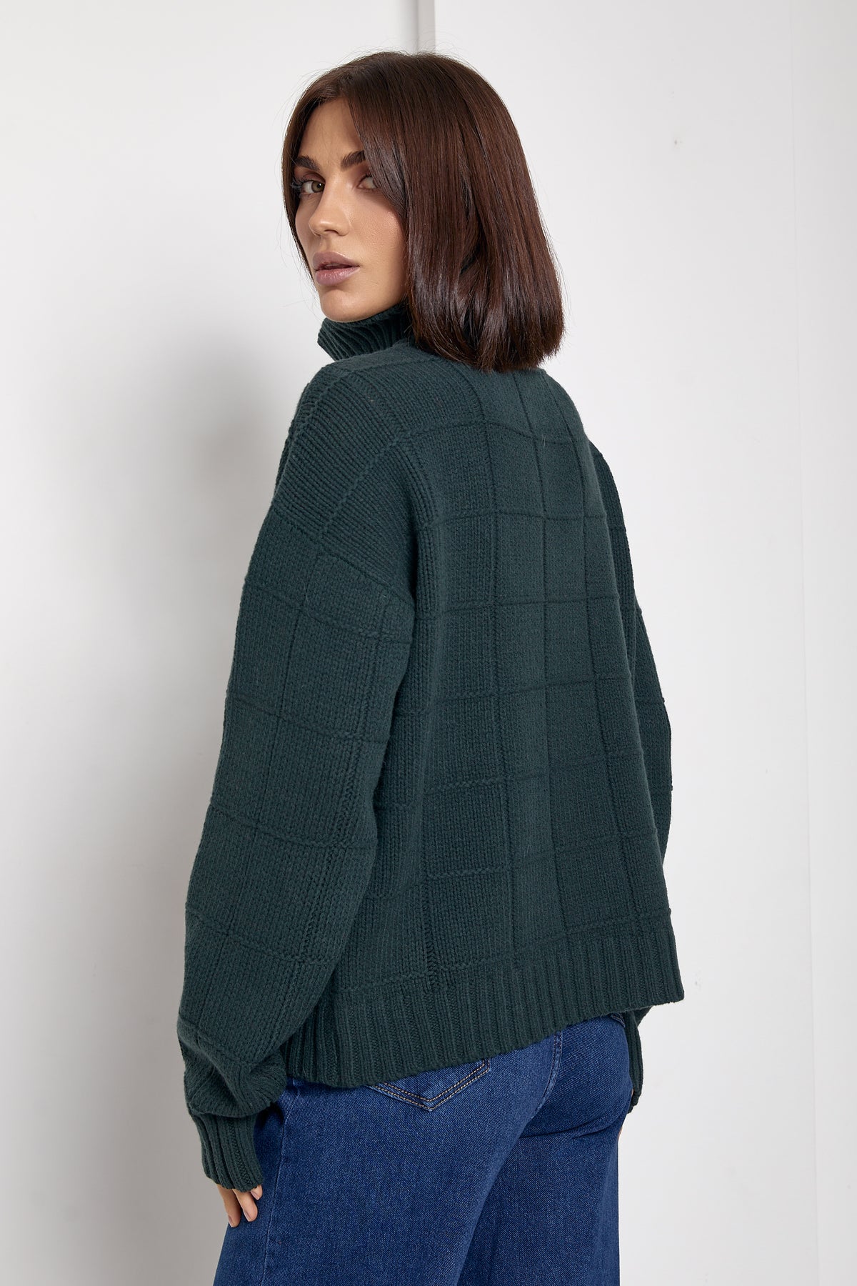 Oversized Merino Wool Sweater, Forest Green