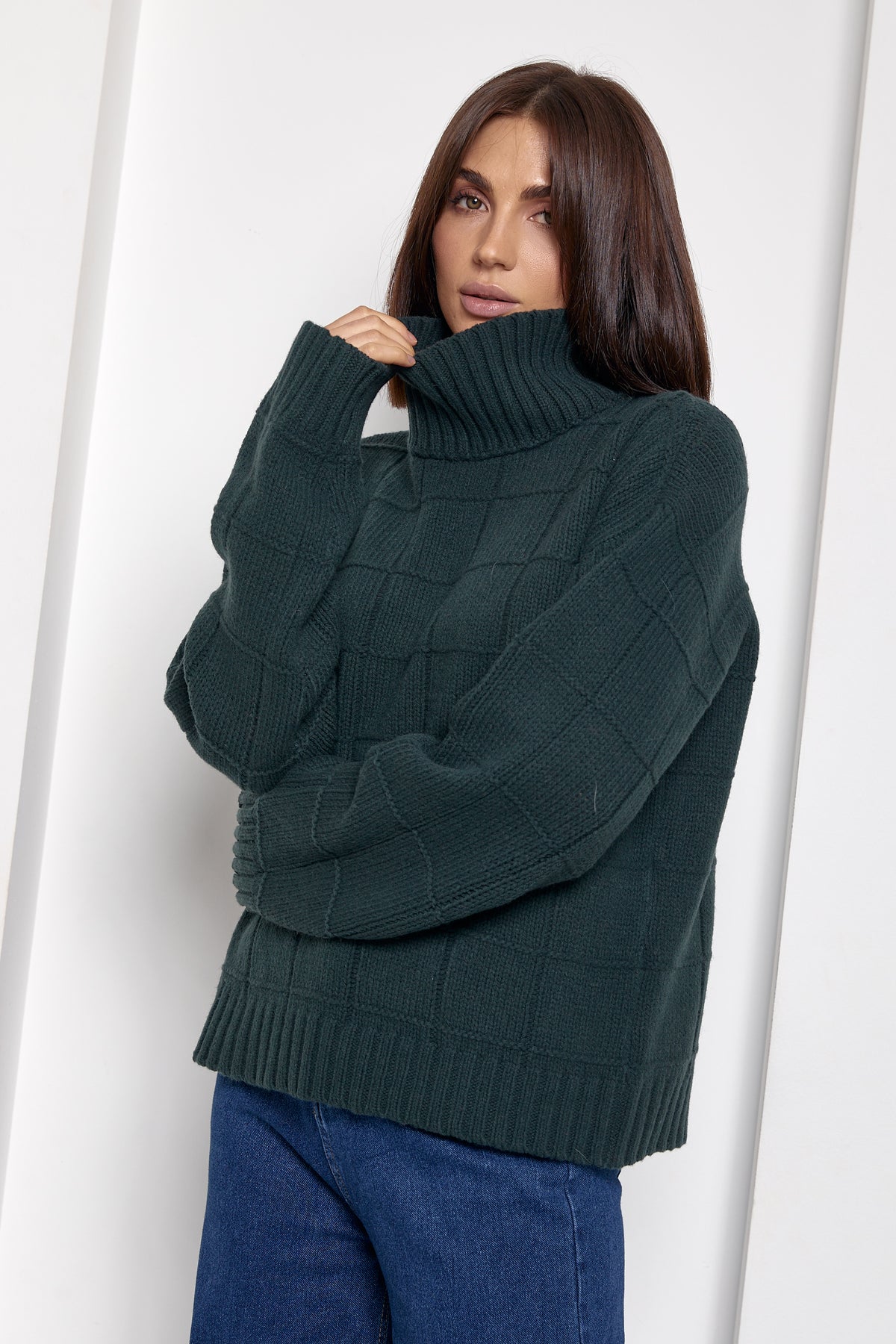 Oversized Merino Wool Sweater, Forest Green