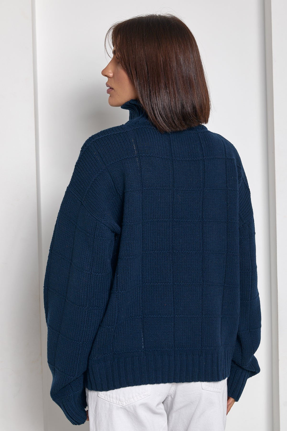 Oversized Merino Wool Sweater, Navy Blue