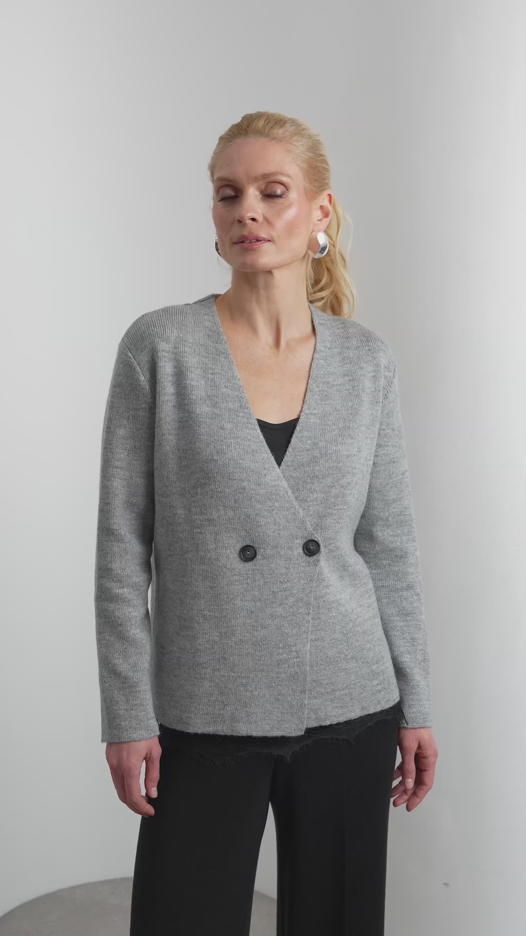 Women's Merino Alpaca Mohair Knit Cardigan With V Neck