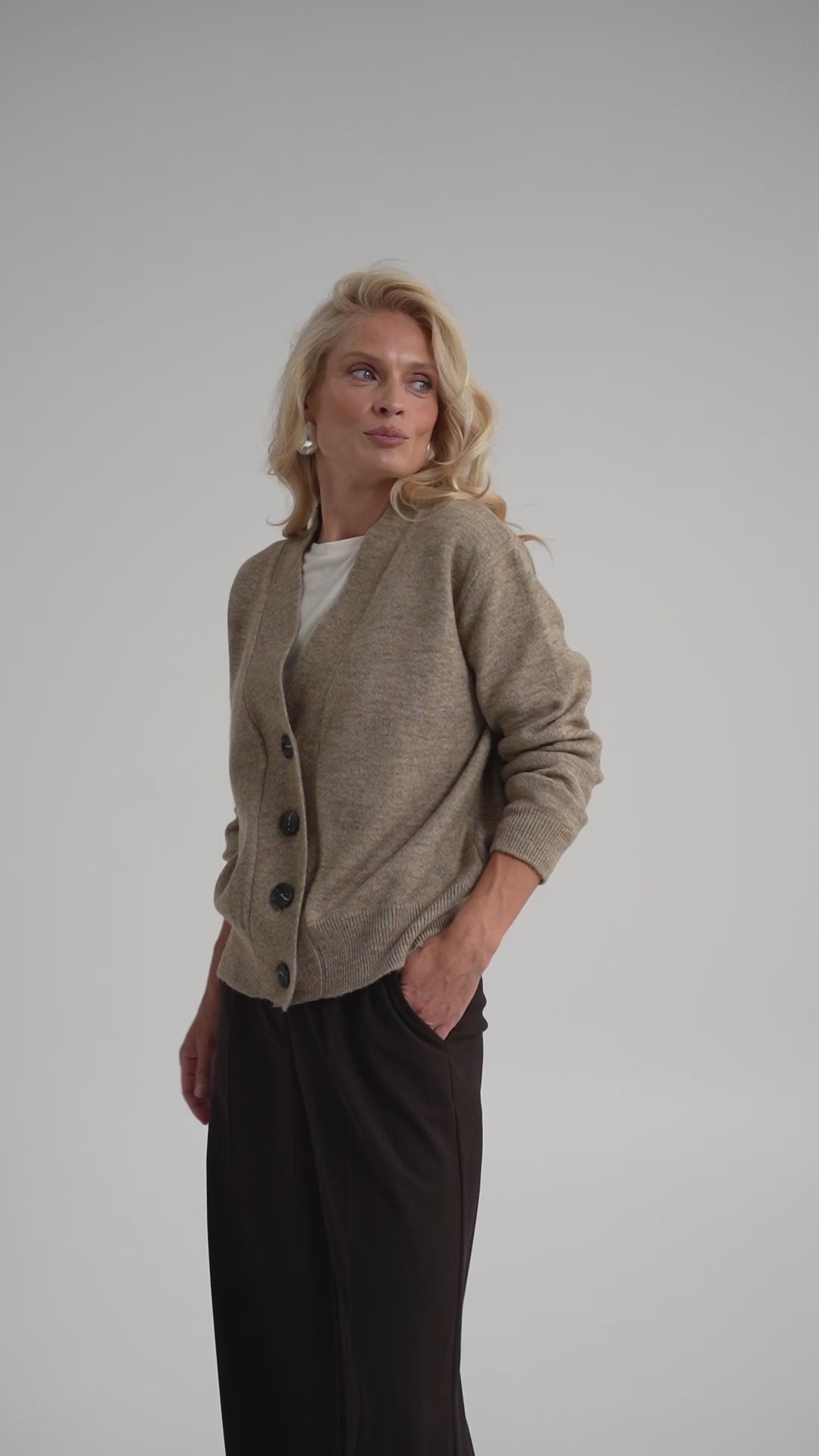 Merino Mohair Cardigan With Voluminous Silhouette and Ribbed Cuffs