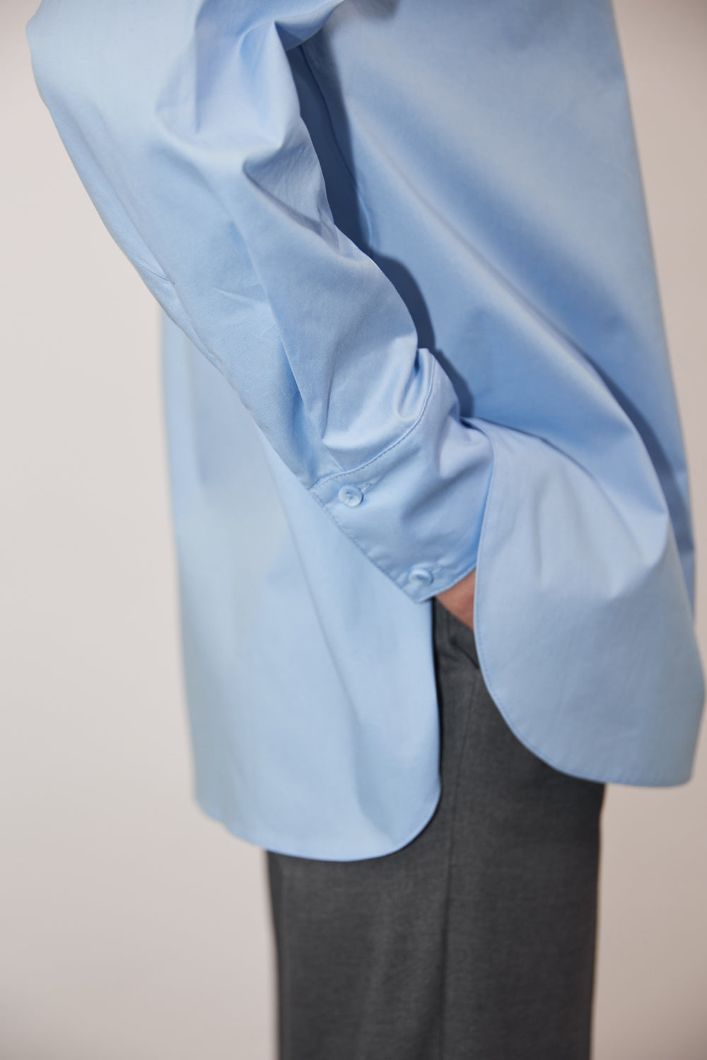 Cotton Relaxed Button Front Shirt, Sky Blue